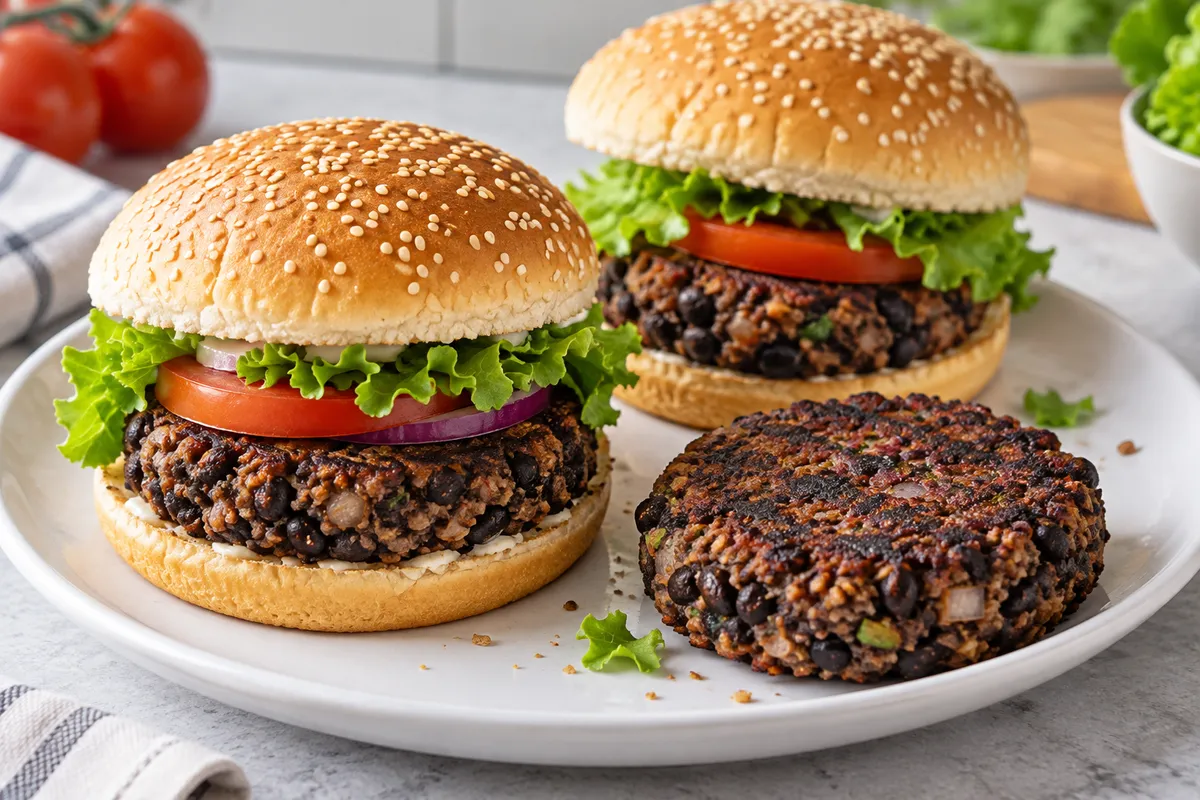 Black bean burgers — AI illustration
