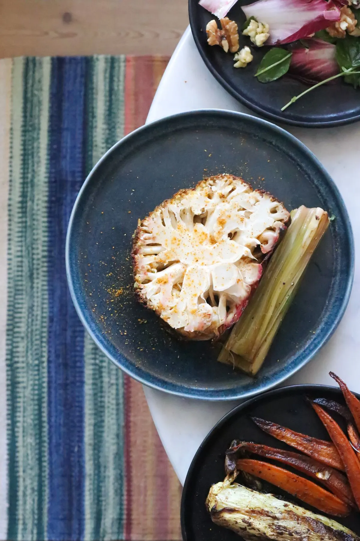 Roasted cauliflower served on a plate