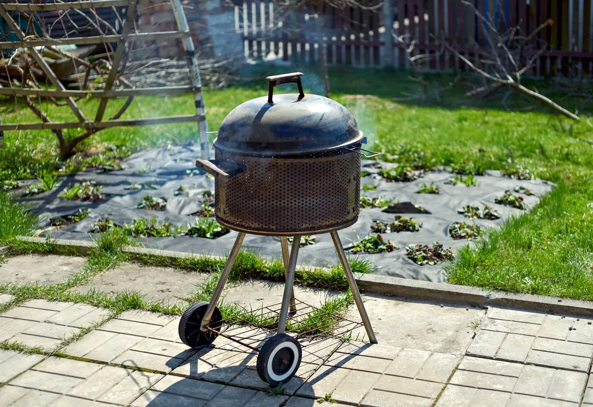 Black kettle grill outdoors