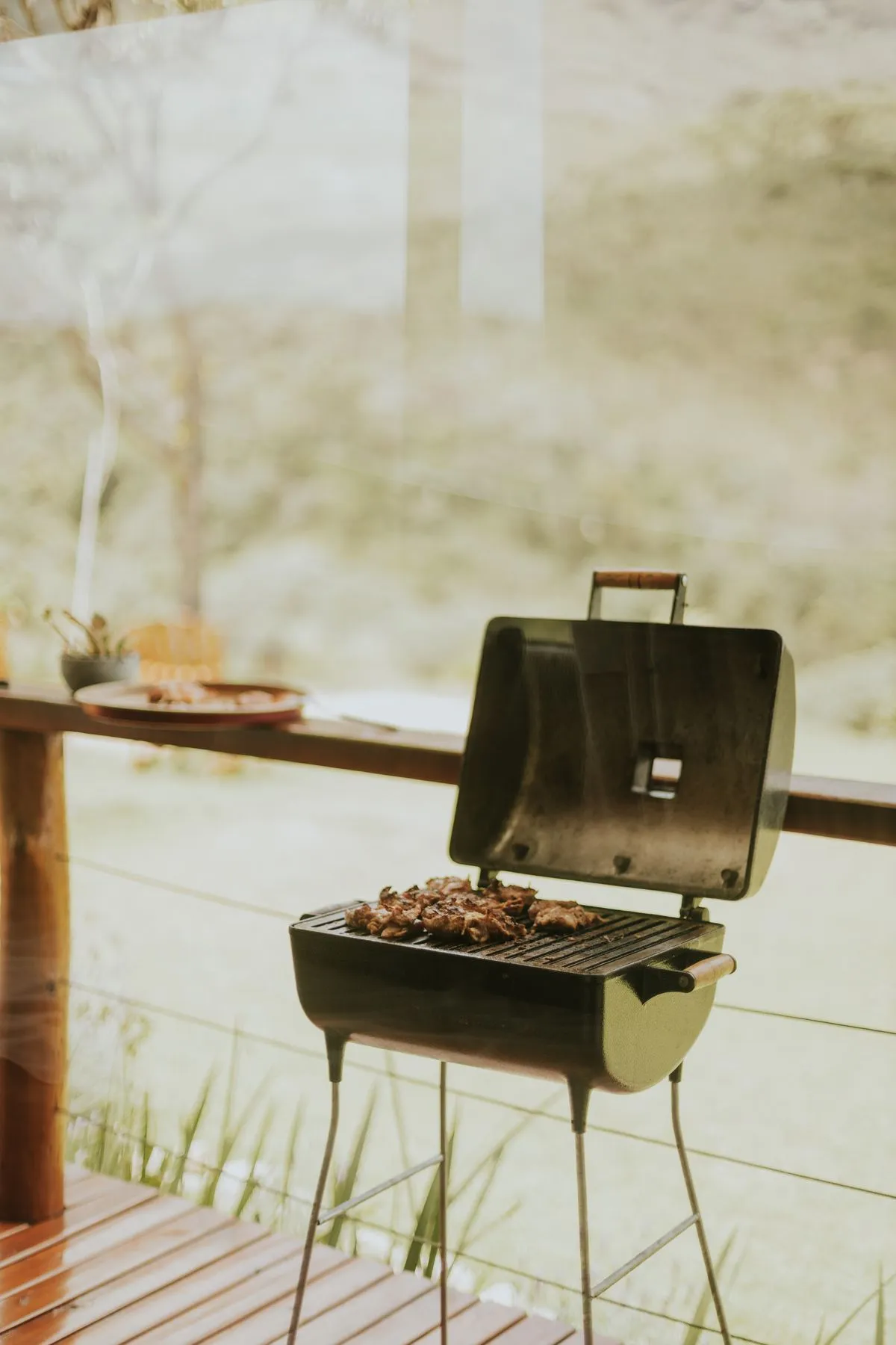 Outdoor barbecue cooking in daylight