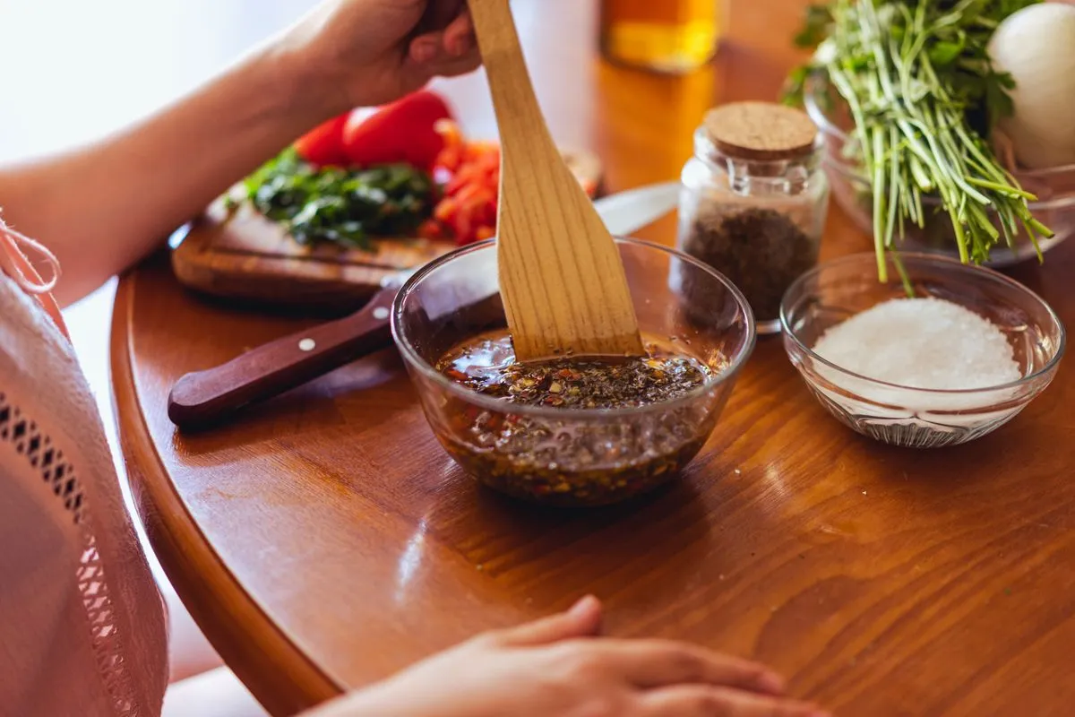 Chimichurri in a glass bowl