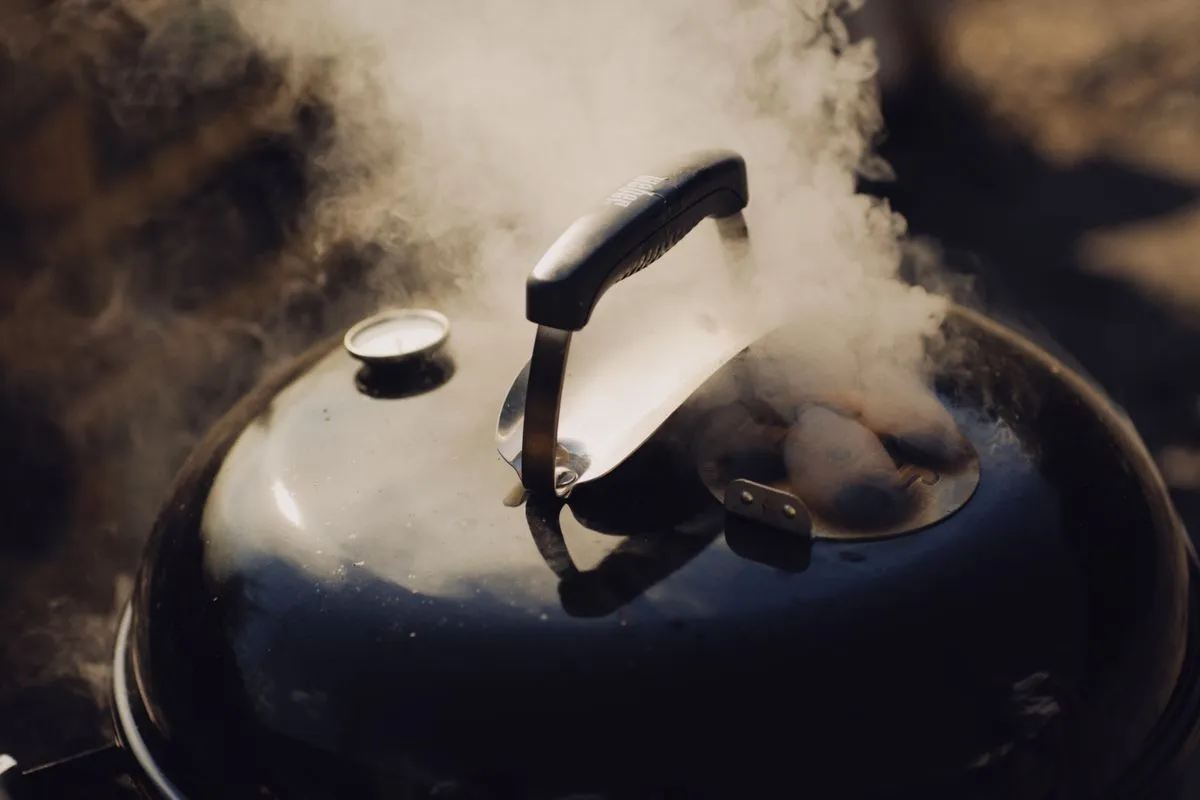 Smoke rising from an outdoor grill