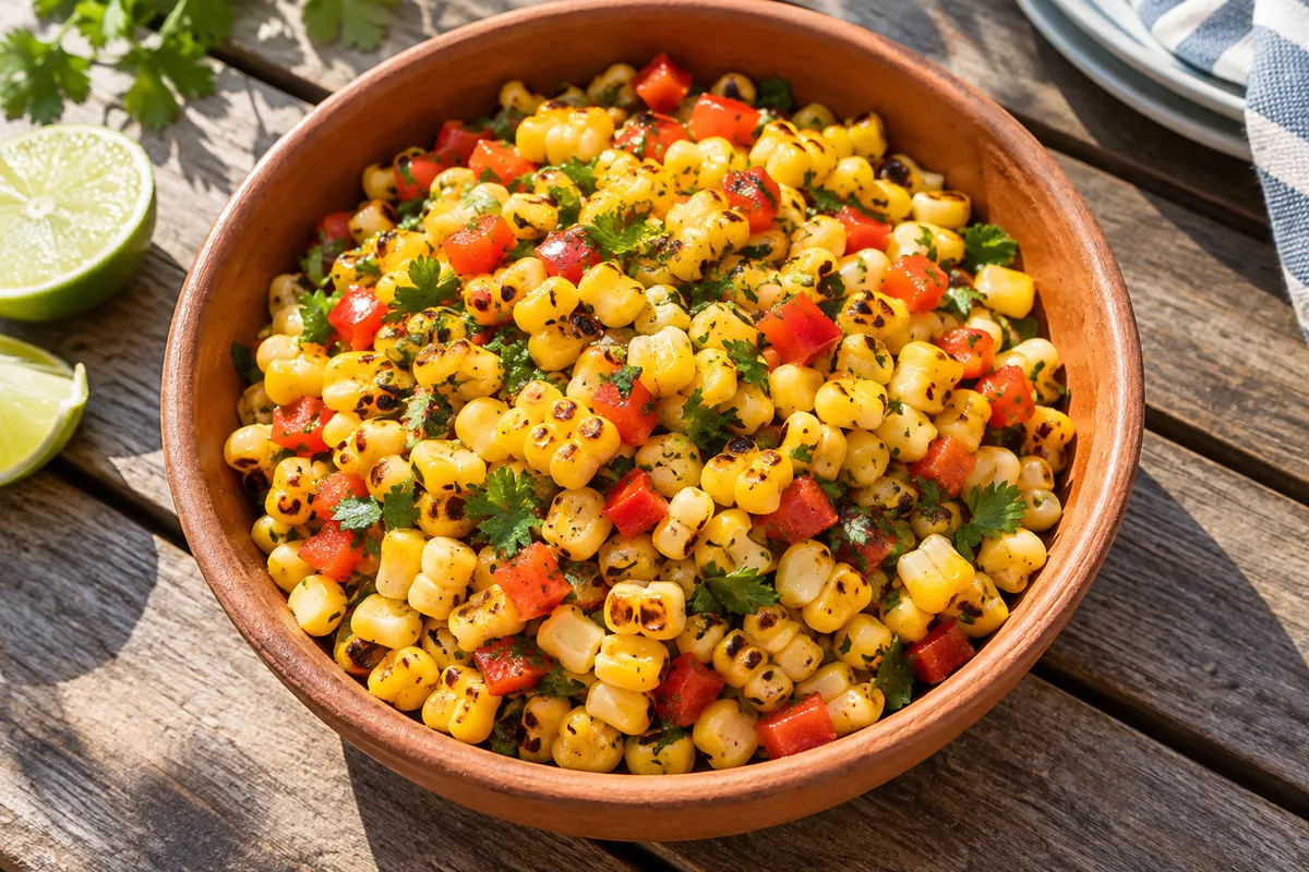 Grilled corn and pepper salad — AI illustration