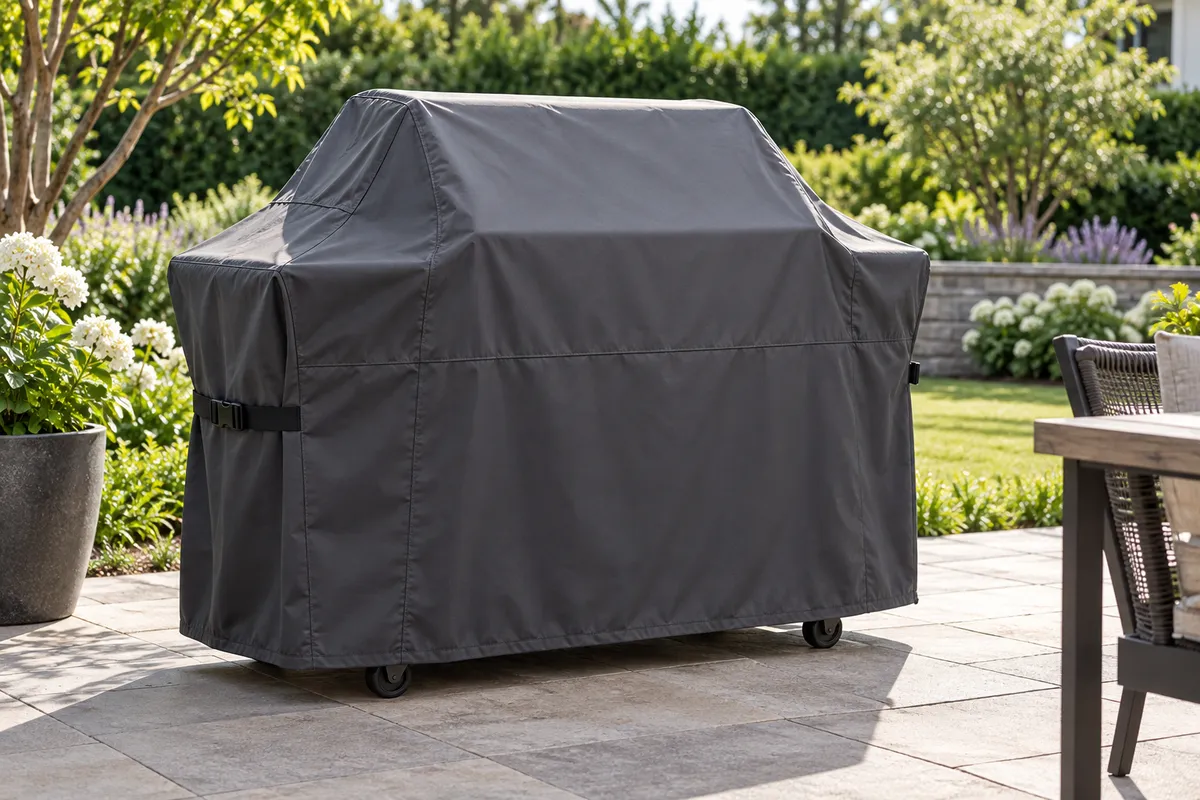 A fitted cover over a cool barbecue — AI illustration