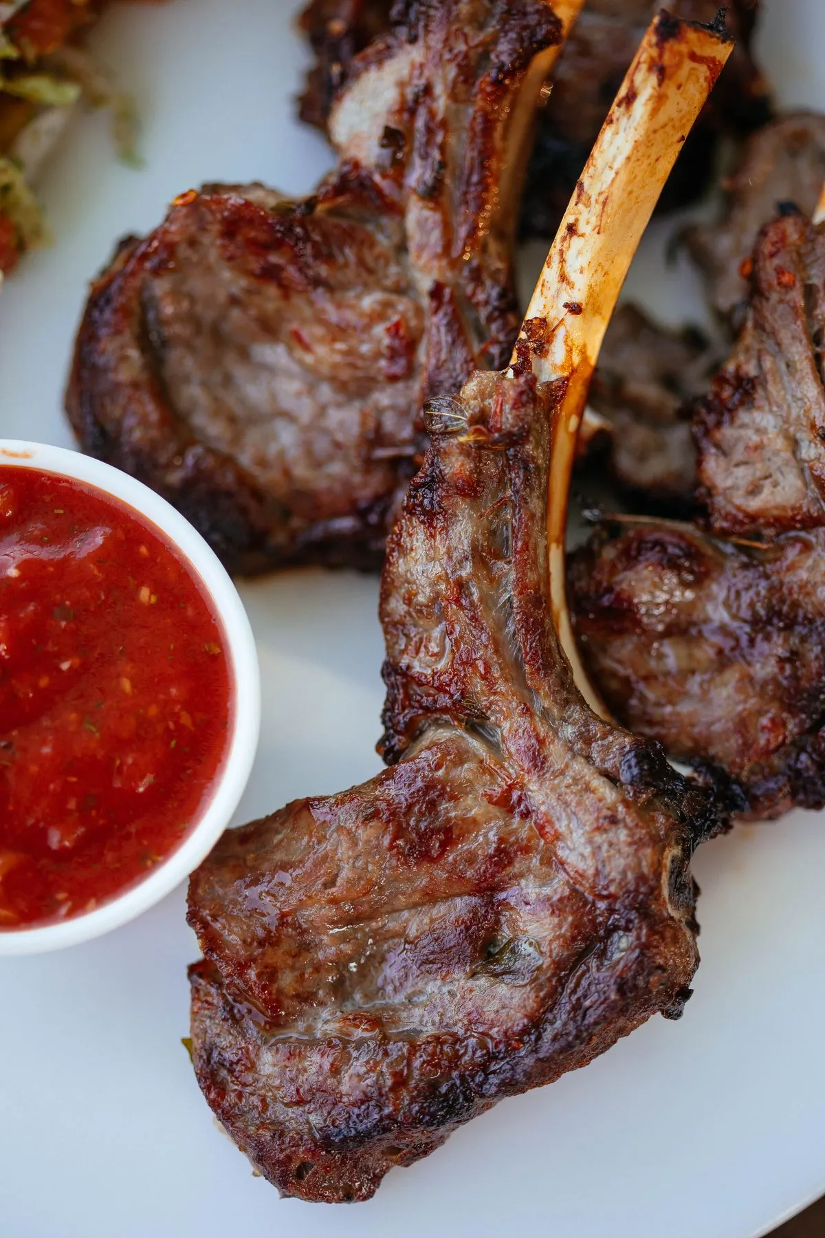 Grilled lamb chops on a plate