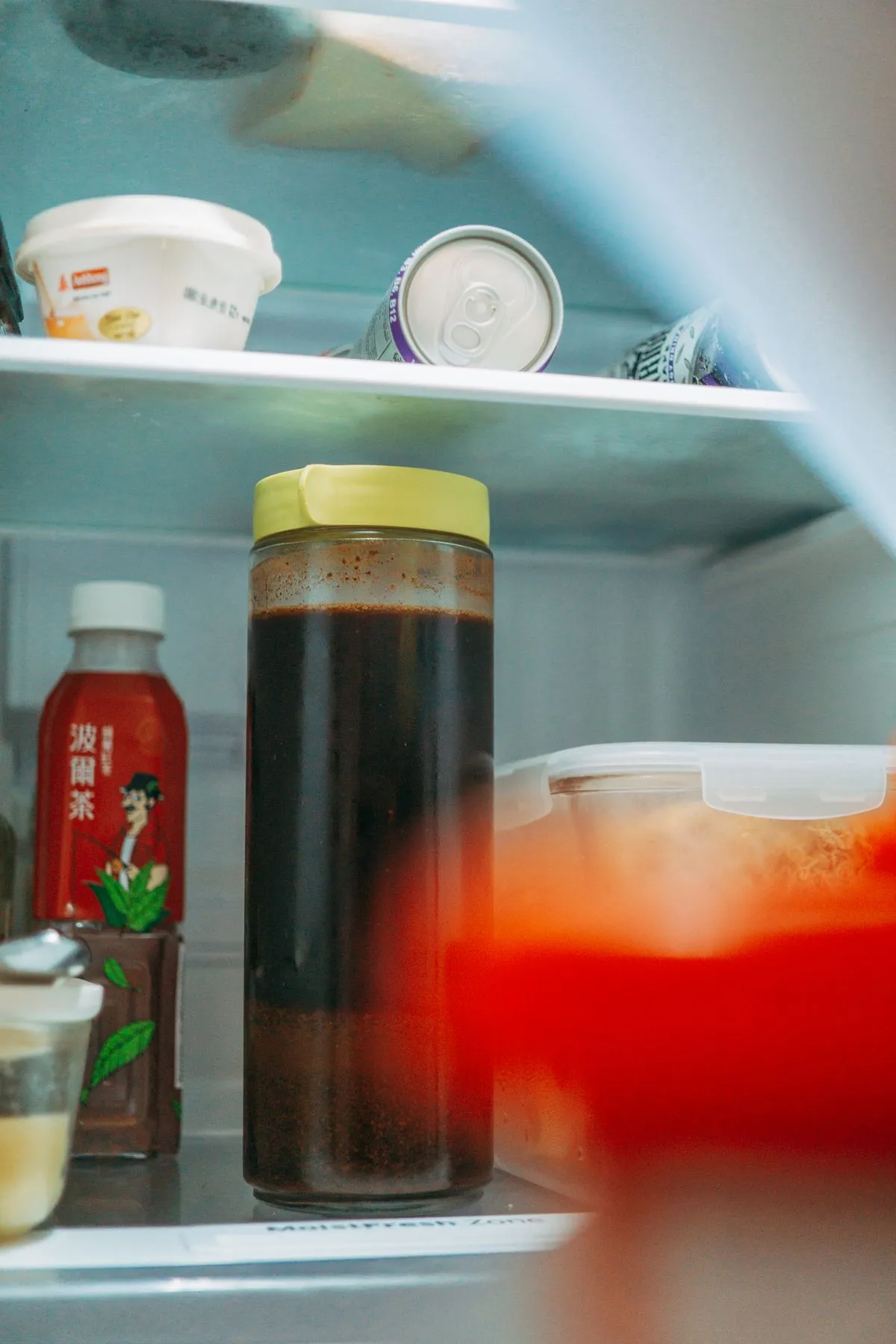 Food containers inside a refrigerator