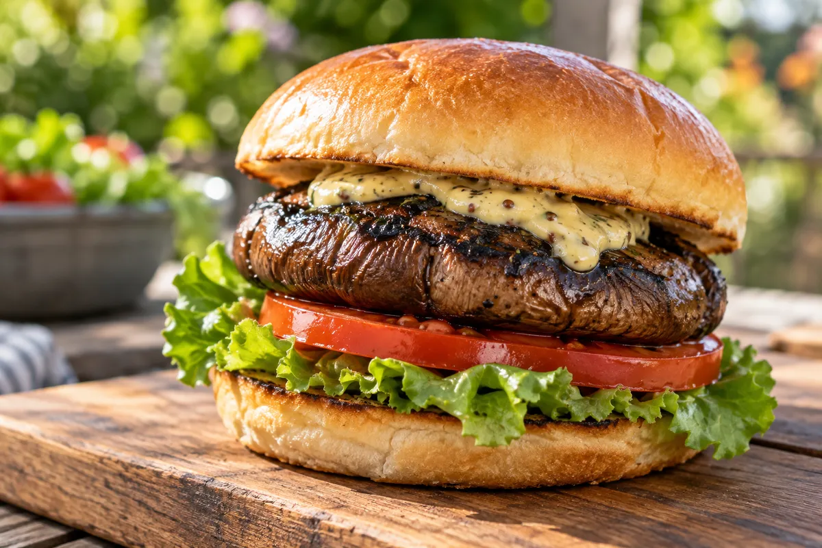 Portobello mushroom burger — AI illustration