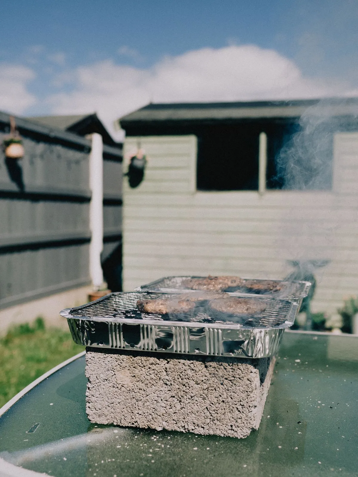 Barbecue equipment in an outdoor cooking area