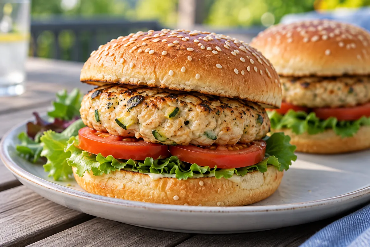 Turkey burger with zucchini — AI illustration