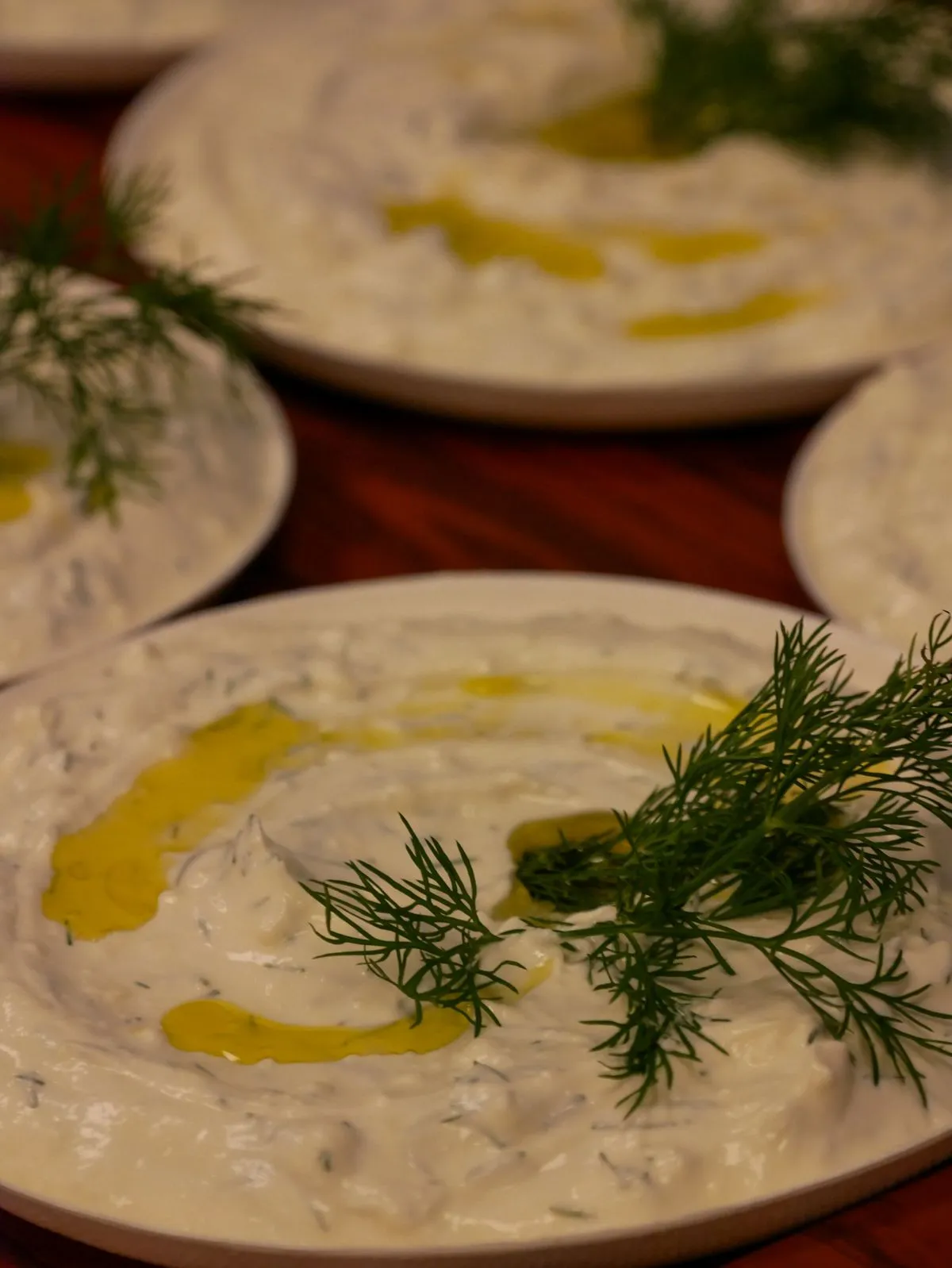 Creamy tzatziki garnished with dill
