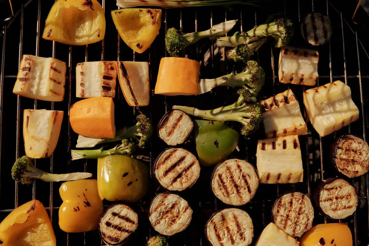 Vegetables cooking on a barbecue