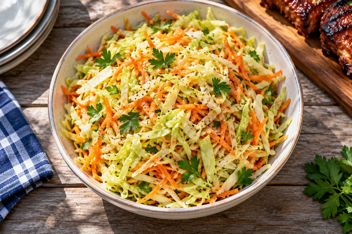 Shredded cabbage and carrots with vinaigrette — AI illustration